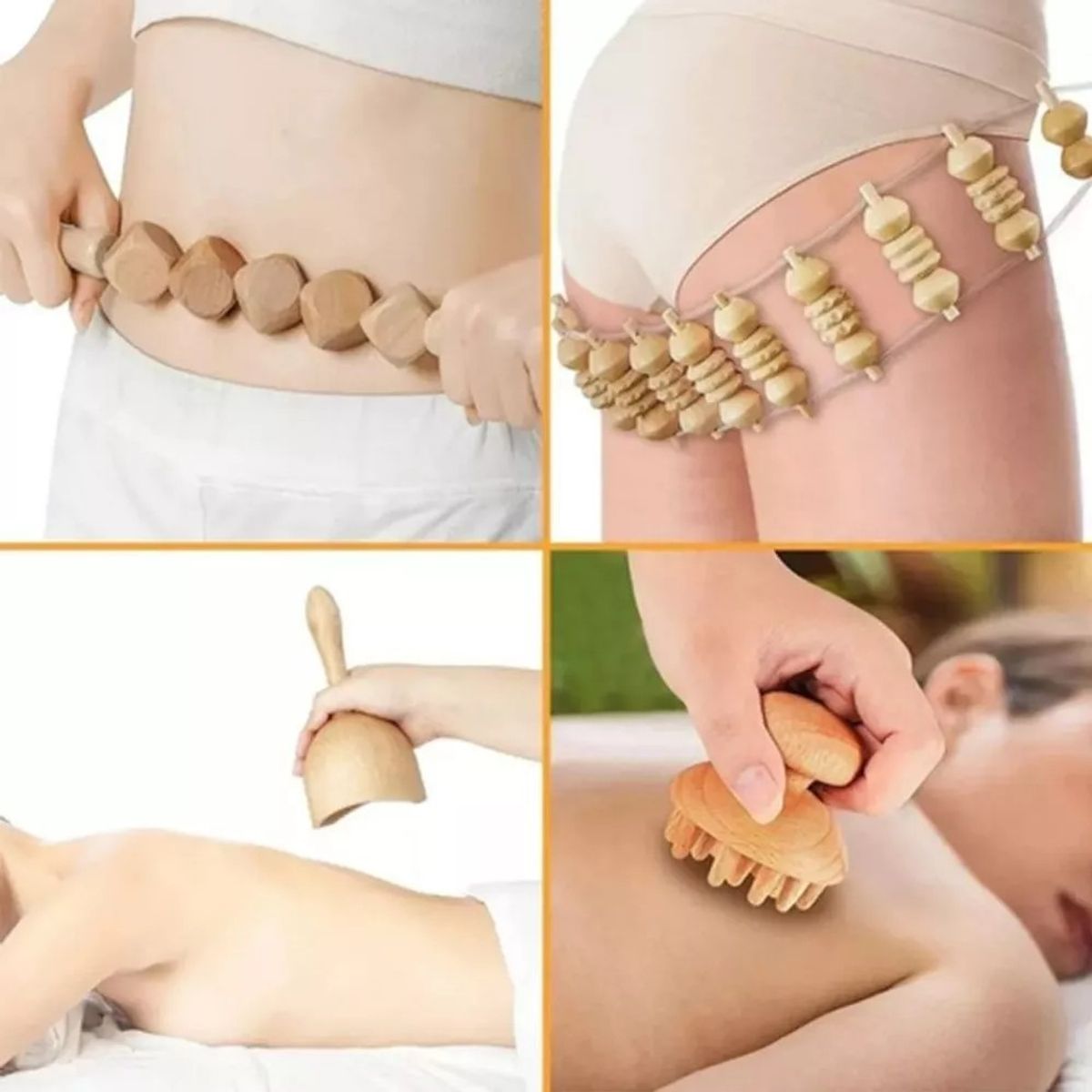 MUNDO MAGIA - Kit 6pcs Rodillo Para Masaje Maderoterapia Maderos De Masaje
