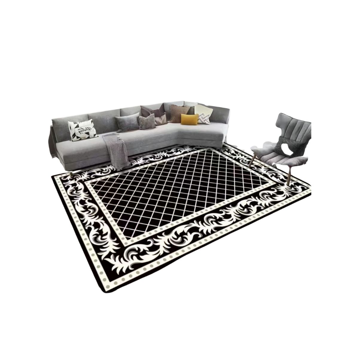 GENERICO - Alfombra Moderna Diseño Geométrico 3D Antideslizante 240x200cm