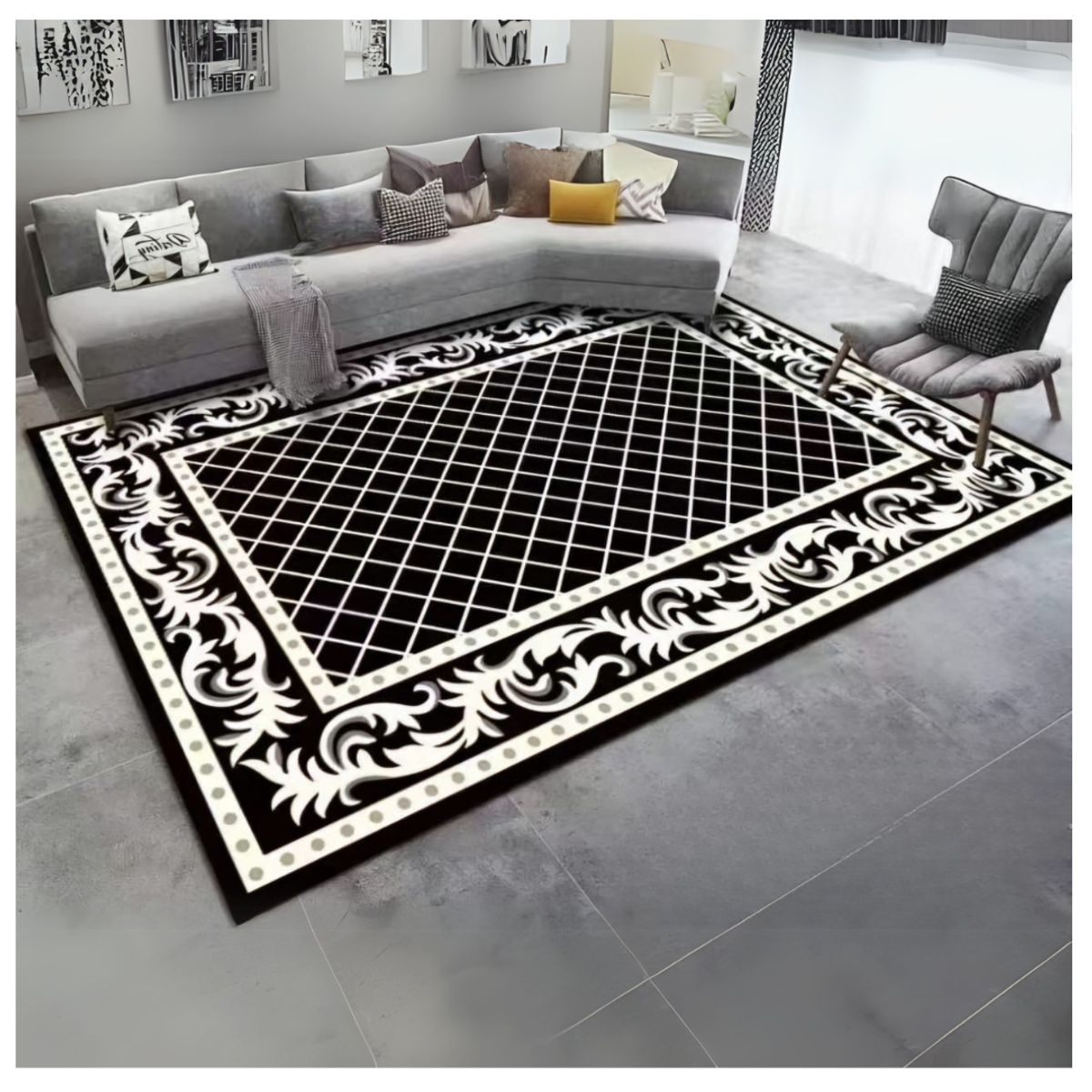 GENERICO - Alfombra Moderna Diseño Geométrico 3D Antideslizante 240x200cm