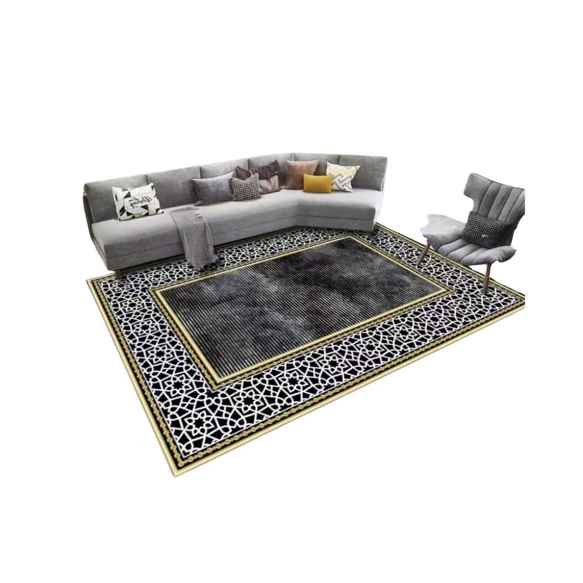 GENERICO - Alfombra Moderna Diseño Geométrico 3D Antideslizante 240x200cm