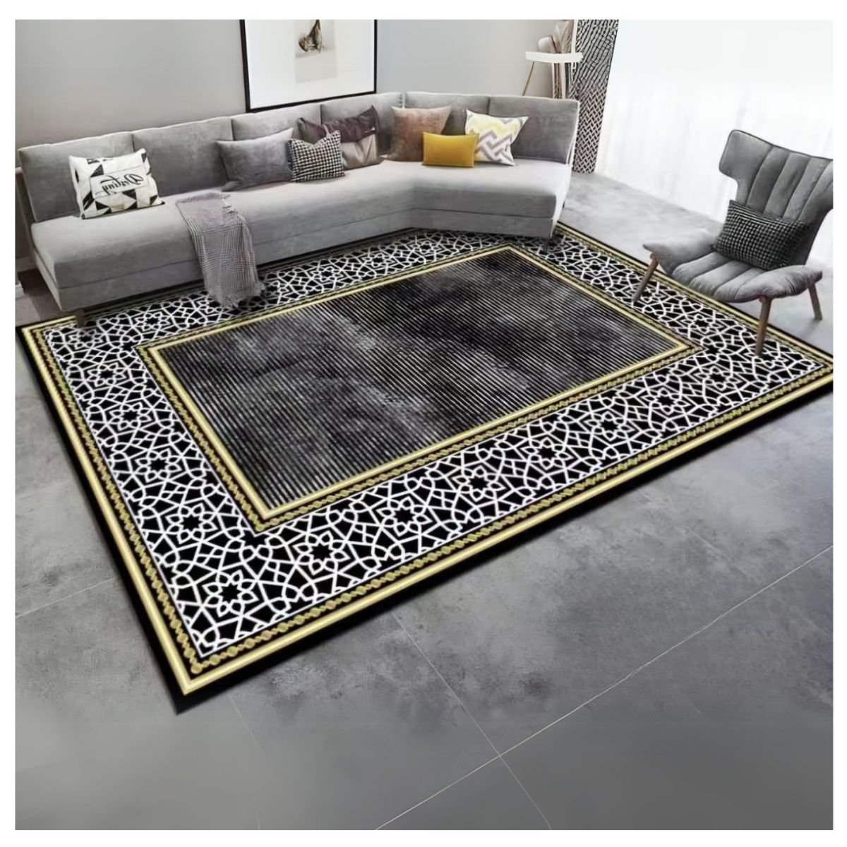 GENERICO - Alfombra Moderna Diseño Geométrico 3D Antideslizante 240x200cm