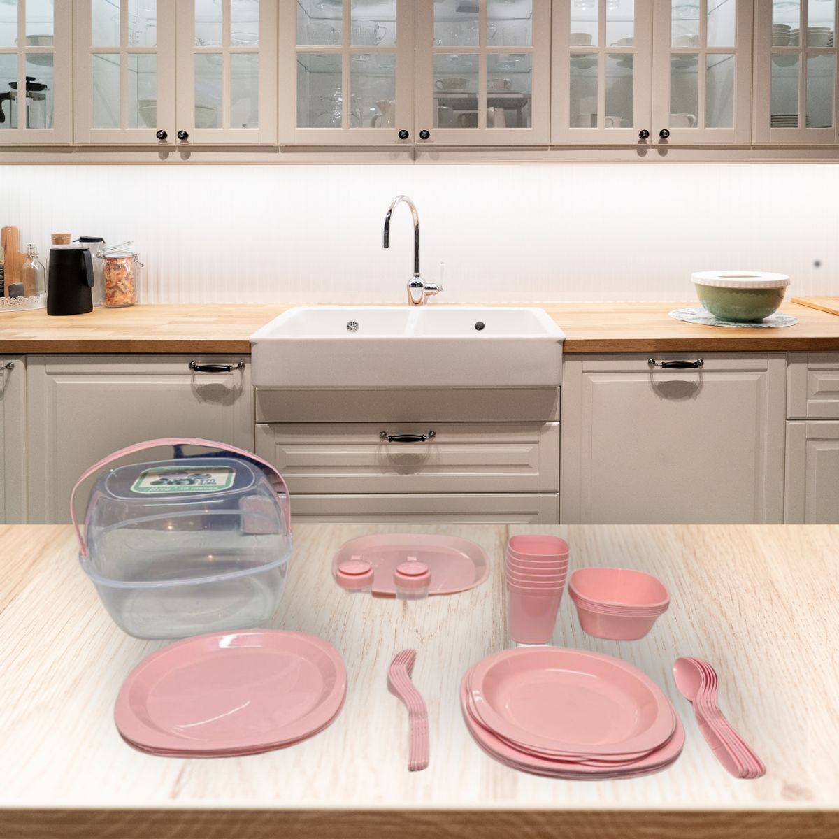 GENERICO - Set Vajilla Portátil Plástico Para Picnic ó Exteriores 48 Piezas