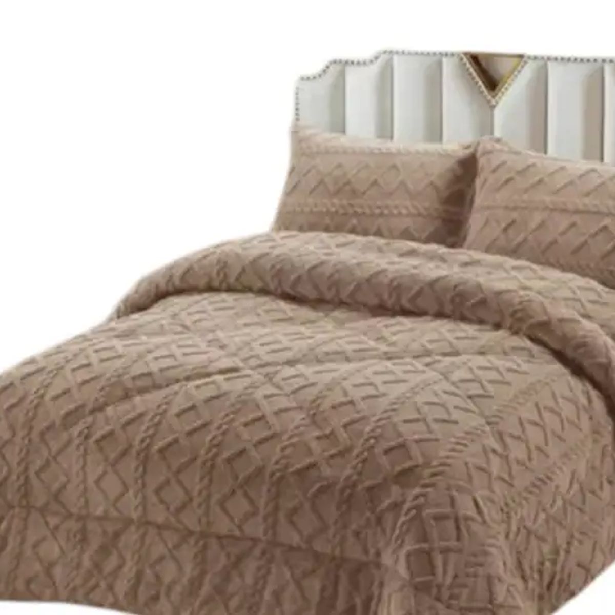 GENERICO - PLUMÓN CHIPORRO PARA INVIERNO TRENZADO 2 PLAZAS BEIGE