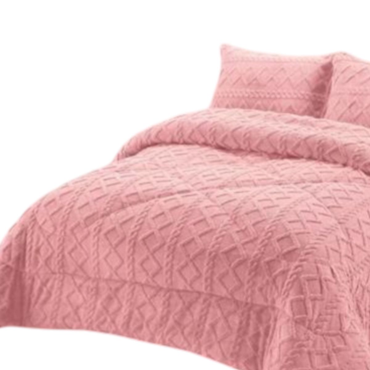 GENERICO - PLUMÓN CHIPORRO INVIERNO TRENZADO KING - SUPER KING ROSA