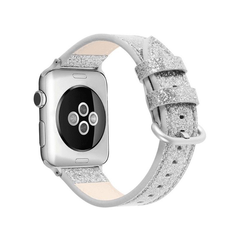 PINEAPPLESTORE - Pulsera para Apple Watch PVC Glitter Silver 42-44-45-49mm