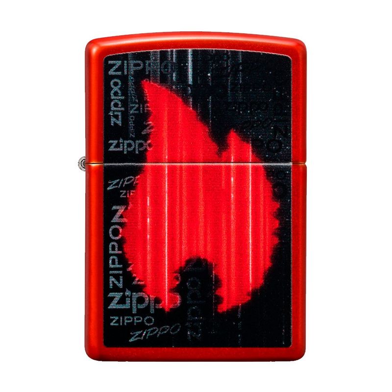 ZIPPO - Encendedor Zippo Flame Design Negro Rojo ZP49584 - Rojo