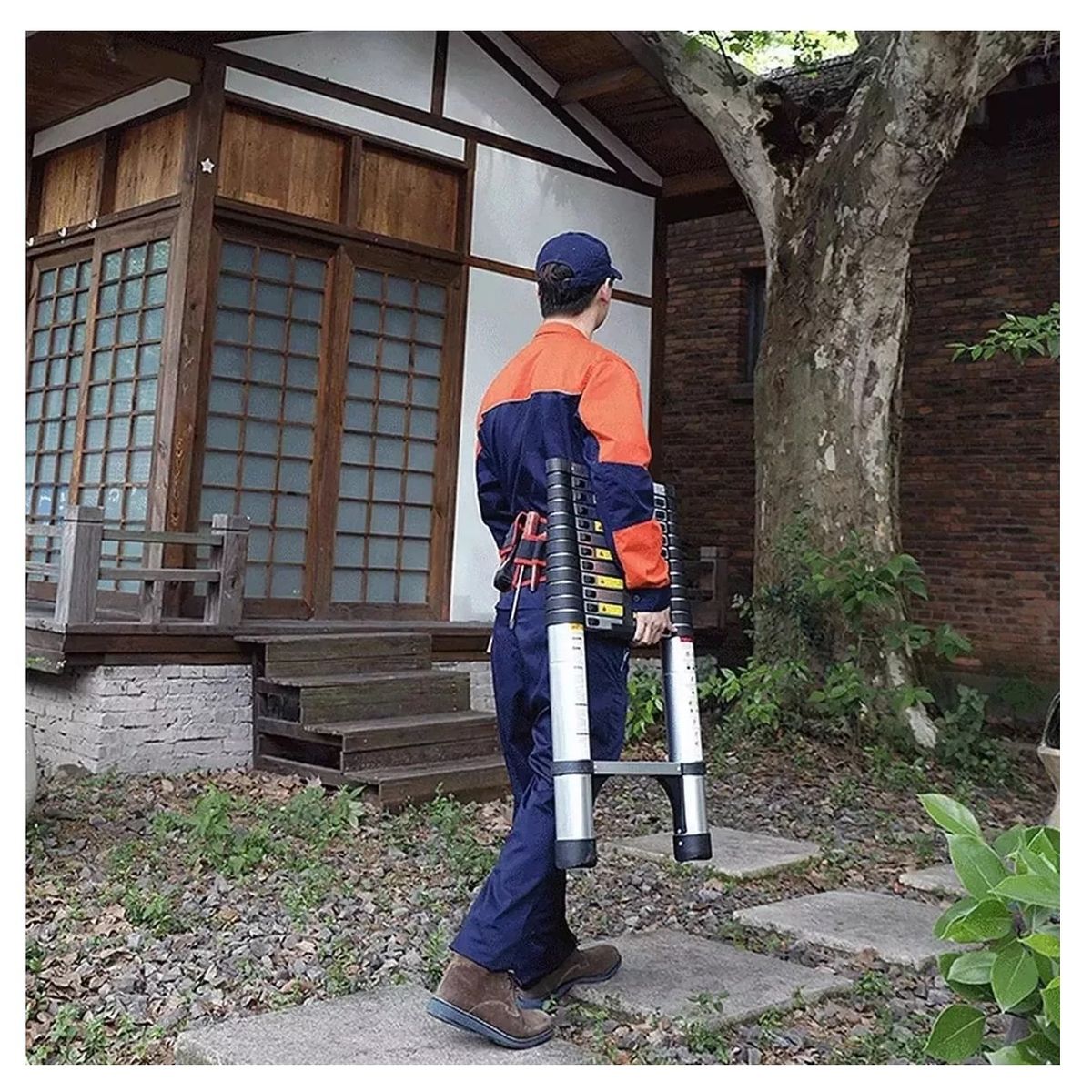 GENERICO - Escalera Aluminio Telescopica 8 Peldaños Metalicas 2.6mts