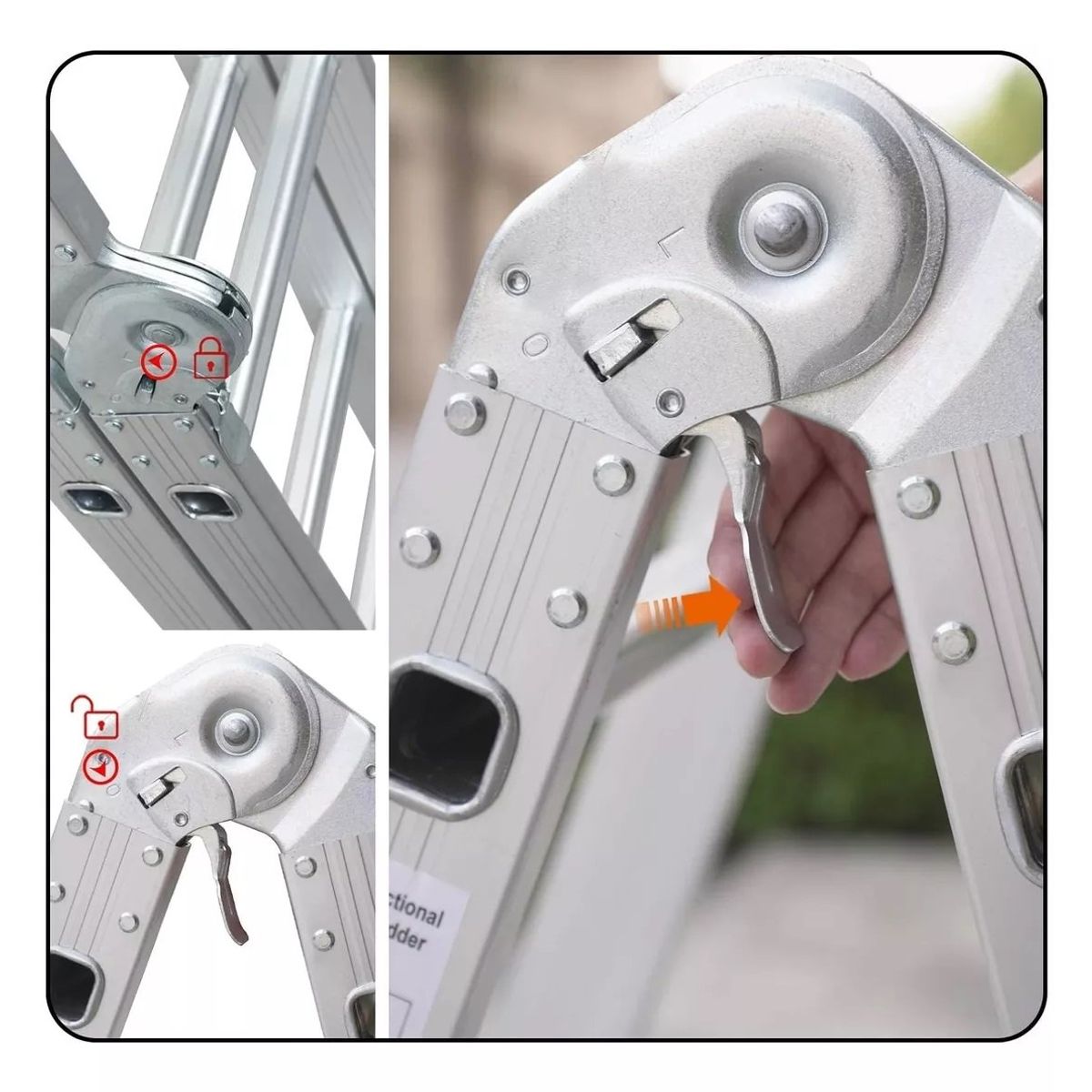 GENERICO - Escalera Aluminio Plegable Escañera Articulada 12 Peldaños 3.4mt