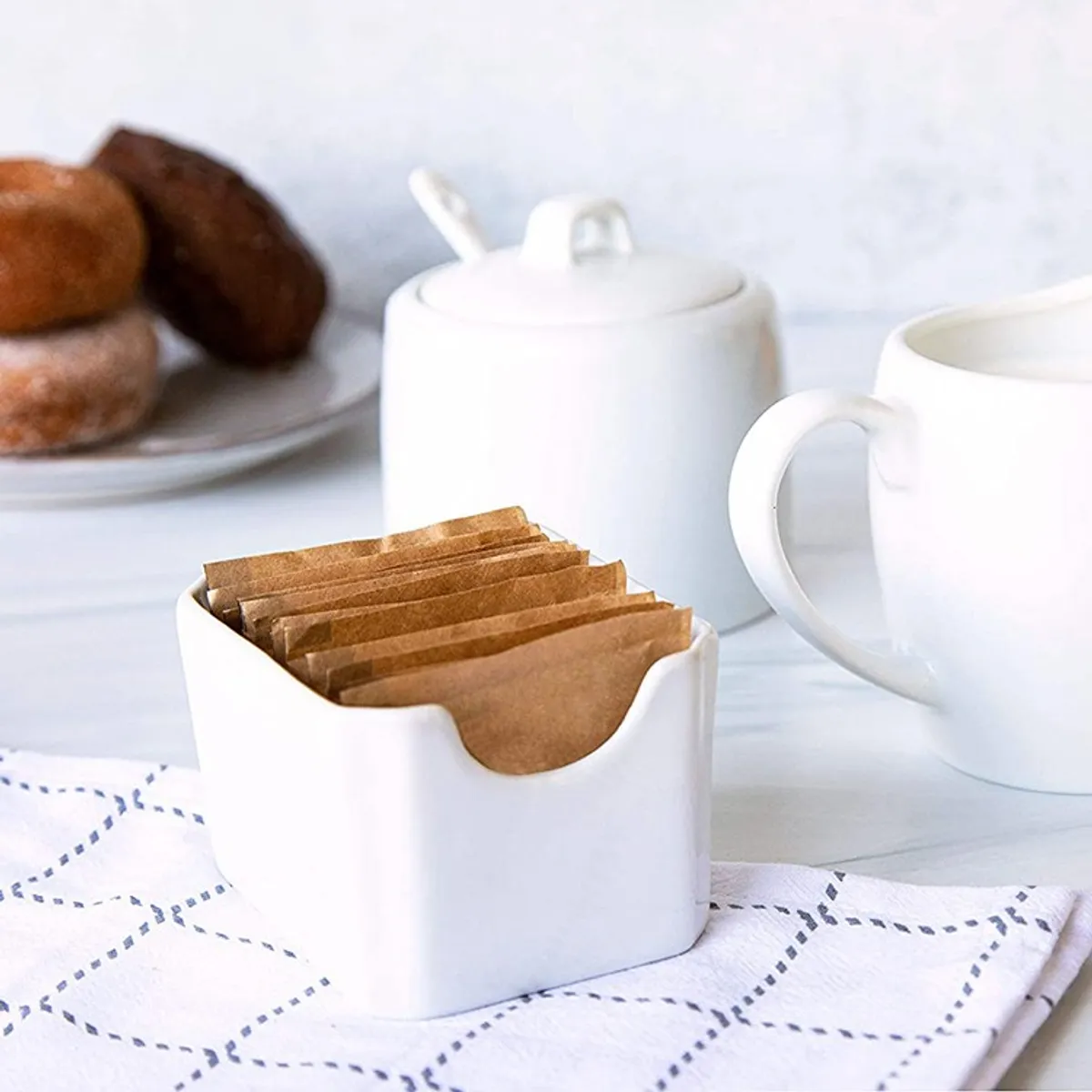 IMAHE - Set de 2 Porta Sachet Porcelana 8x6x5 Cm Linea Tower