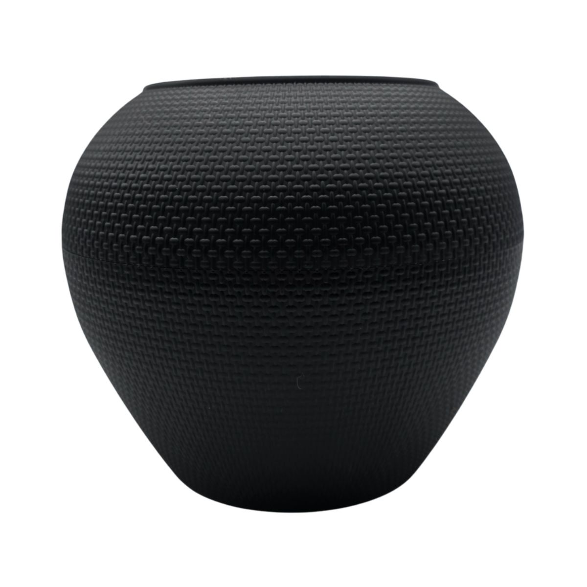 GENERICO - Macetero Plastico Redondo Ovalado Moderno Con Textura S - Negro