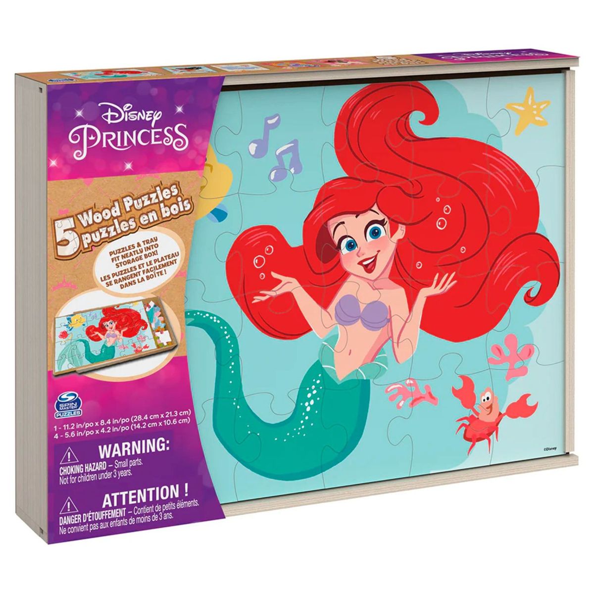DISNEY - Set 5 Puzzles De Madera Princesas Disney