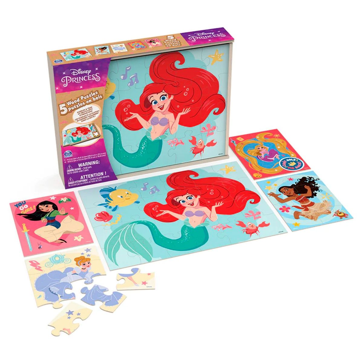 DISNEY - Set 5 Puzzles De Madera Princesas Disney