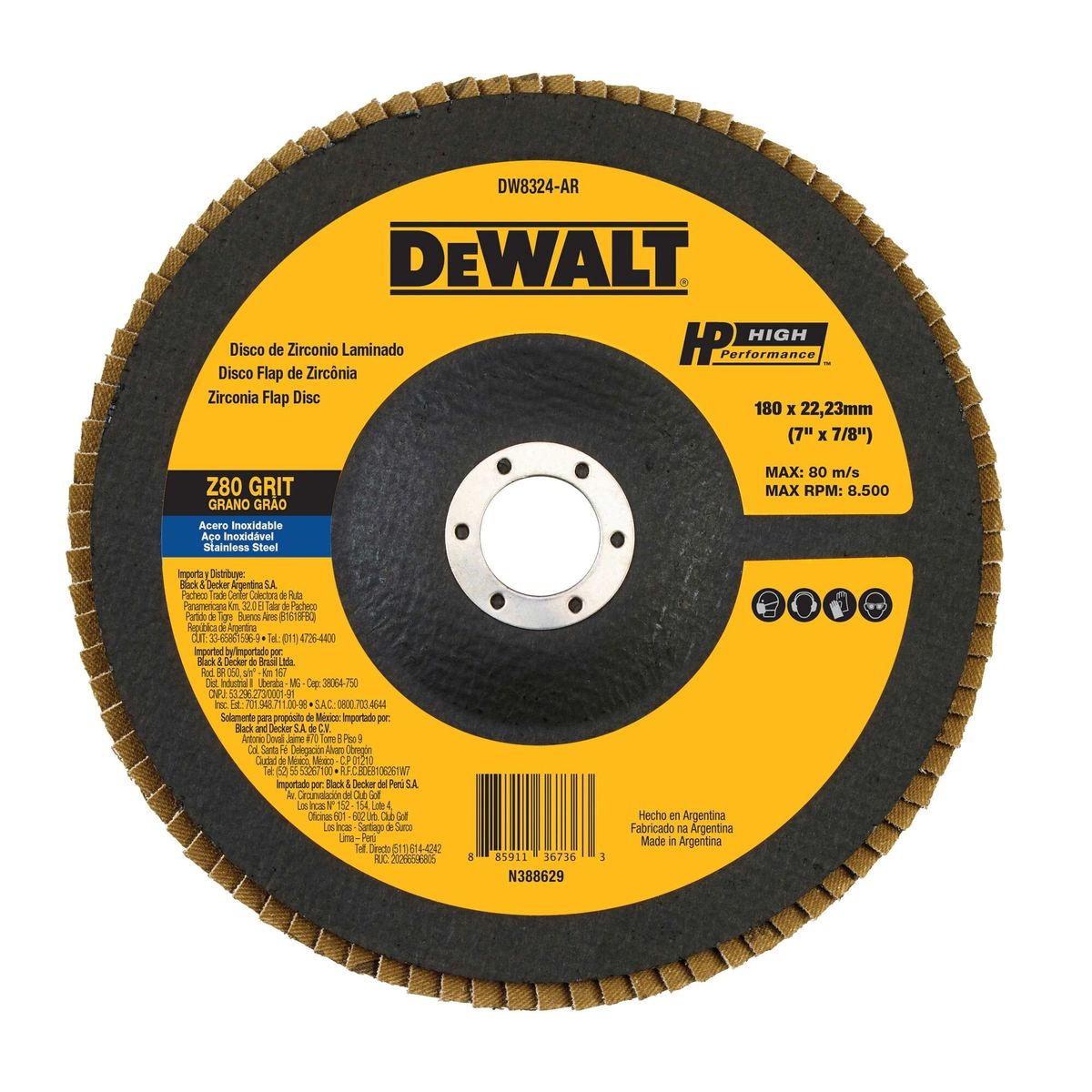 DEWALT - Disco de Zirconio 7” grano 80 DEWALT DW8324-BR