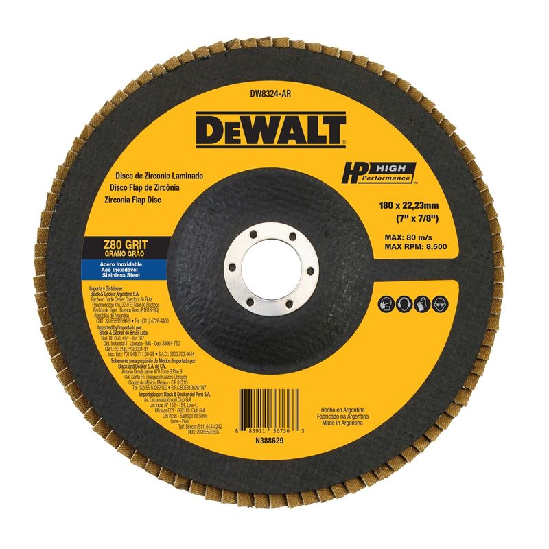 DEWALT - Disco de Zirconio 7” grano 80 DEWALT DW8324-BR