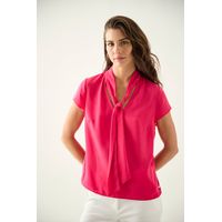 Blusa Manga Corta Fucsia Mujer