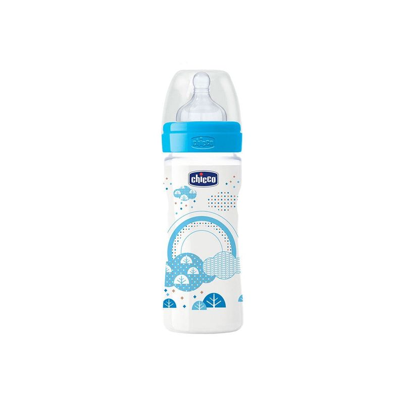 CHICCO - Mamadera Chicco Well Being 250ml 2m+  Celeste