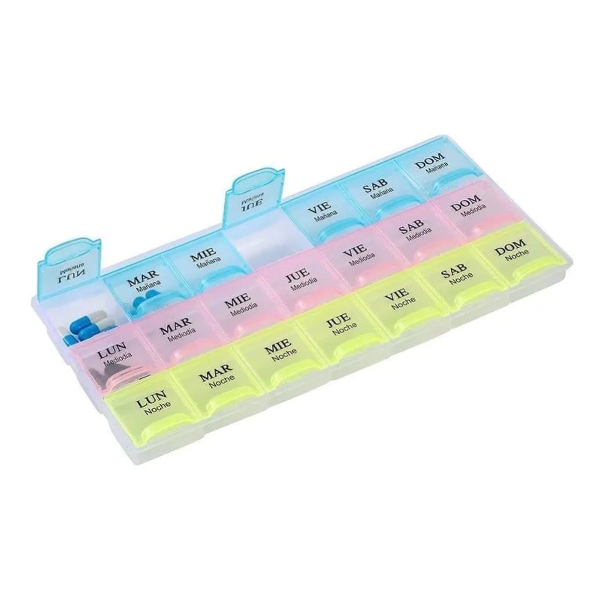 GENERICO - Pastillero Organizador Pastillas 3 Tomas COLORES