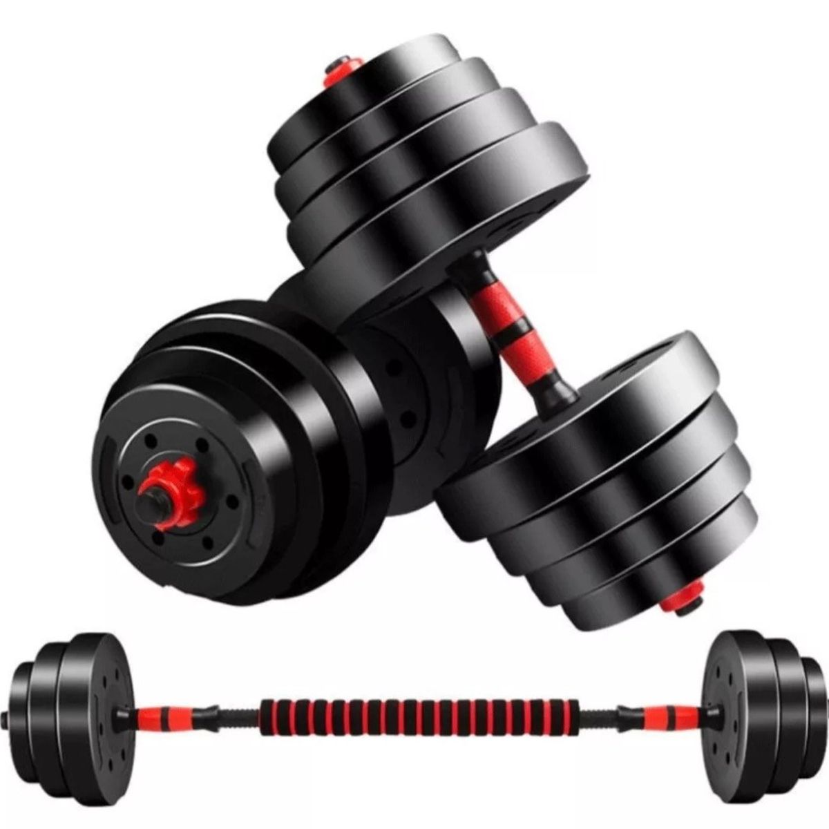 GENERICO - Set De Mancuernas Unibles De 20kg Con Barra De Extensión