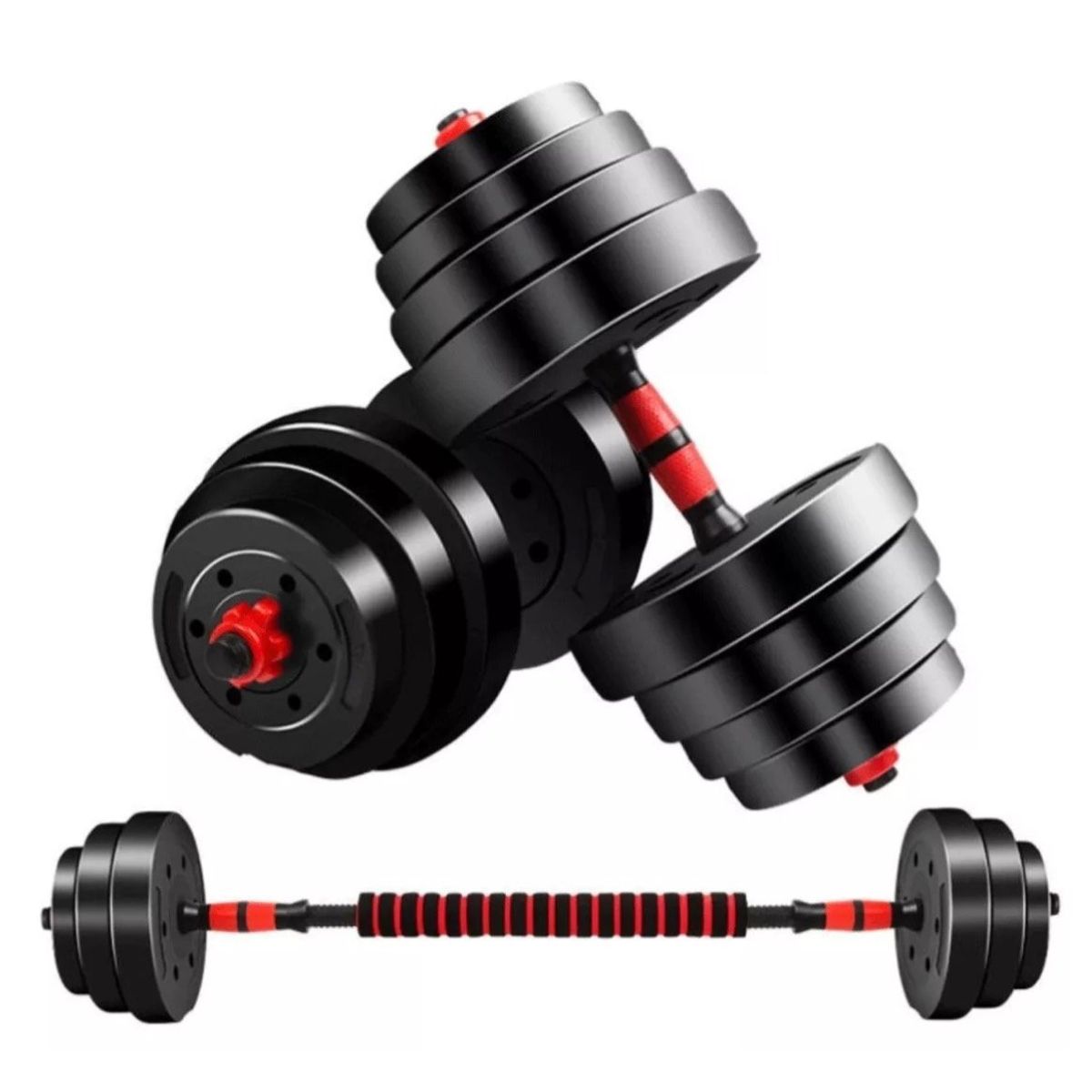 GENERICO - Set De Mancuernas Unibles De 20kg Con Barra De Extensión