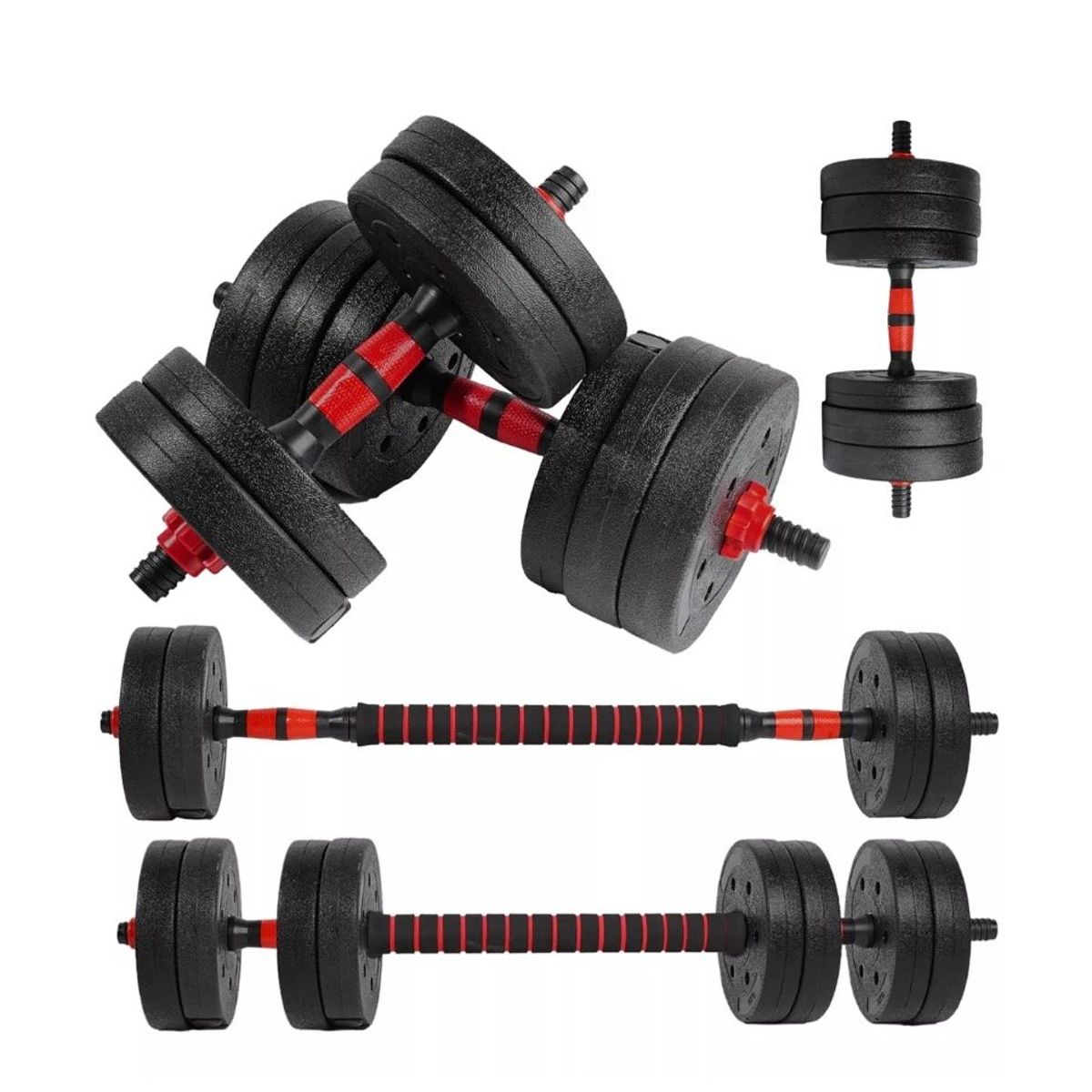 GENERICO - Set De Mancuernas Unibles De 20kg Con Barra De Extensión