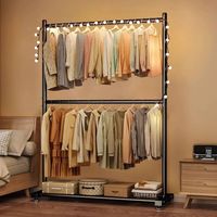 PERCHERO DOS PISO ORGANIZADOR DE ROPA TUBO GRUESO NEGRO WYM