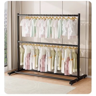 Imagen 2 del producto PERCHERO DOS PISO ORGANIZADOR DE ROPA TUBO GRUESO NEGRO WYM