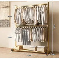 PERCHERO DOS PISO ORGANIZADOR DE ROPA TUBO GRUESO DORADO WYM