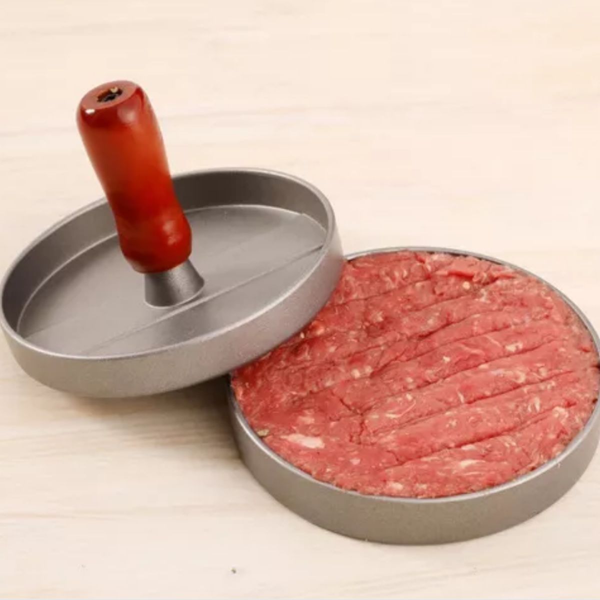 GENERICO - Prensa Para Hamburguesas Antiadherente Asado Parrilla Color Plateado