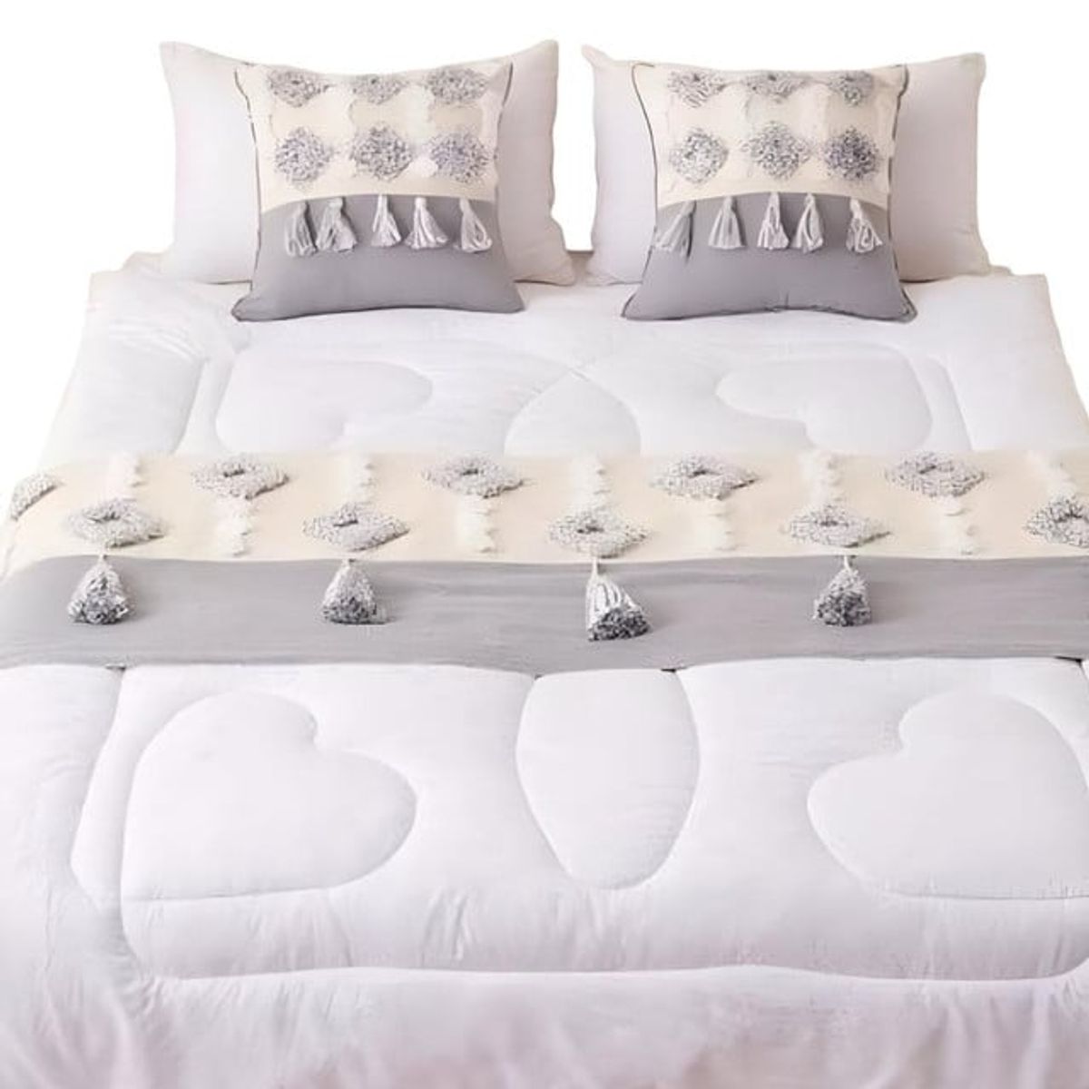 GENERICO - JUEGO DE PIECERA DE CAMA CON 2 FUNDAS MODELO BOHO…