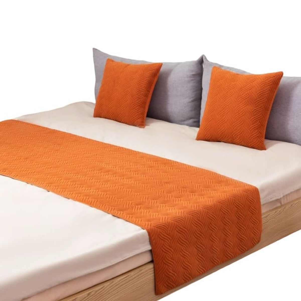 GENERICO - JUEGO DE PIECERA DE CAMA CON 2 FUNDAS MODELO PLUSH NARANJA