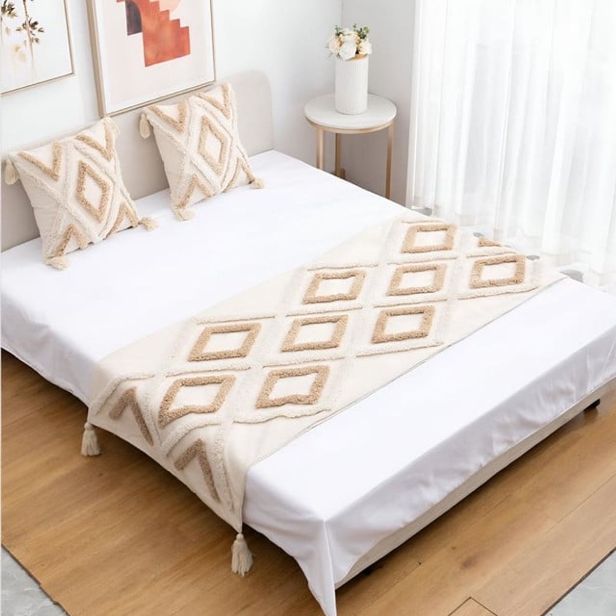 GENERICO - JUEGO DE PIECERA DE CAMA MAS 2 COJIN CON FUNDAS MODELO BOHO