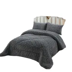 GENERICO - PLUMON CHIPORRO PARA INVIERNO TRENZADO 2 PLAZAS GRIS