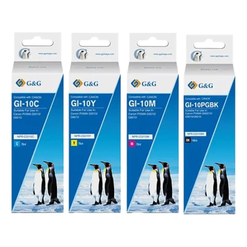 GENERICO - Pack 4 Tintas GI-10 Para Canon G6010 G7010 (4 Colores)