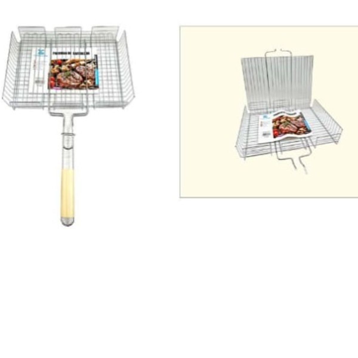 GENERICO - Parrilla Rejilla Doble Barbacoa Asados Pescados Verduras 40X30X7Cm