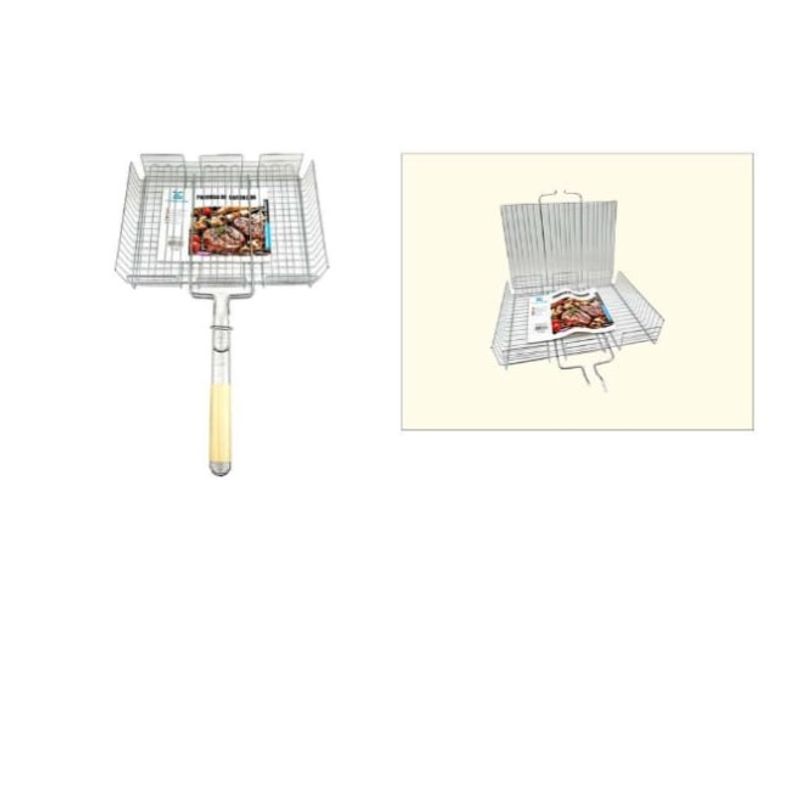 GENERICO - Parrilla Rejilla Doble Barbacoa Asados Pescados Verduras 40X30X7Cm