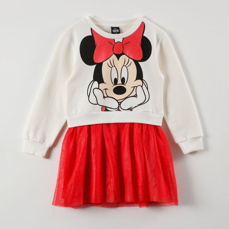 DISNEY - Conjunto Vestido 2 en 1 Disney Minnie Mouse con Tutú Brillante - Niñas 2-8 Años