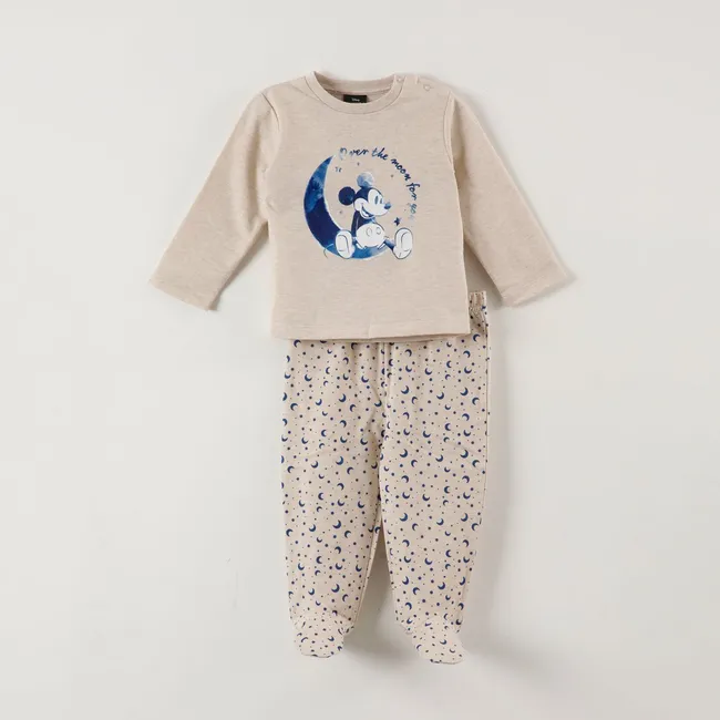 DISNEY - Conjunto Pijama Bebe Mickey Over The Moon Beige Disney
