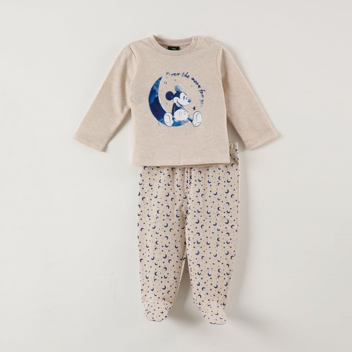 DISNEY - Conjunto Pijama Bebe Mickey Over The Moon Beige Disney