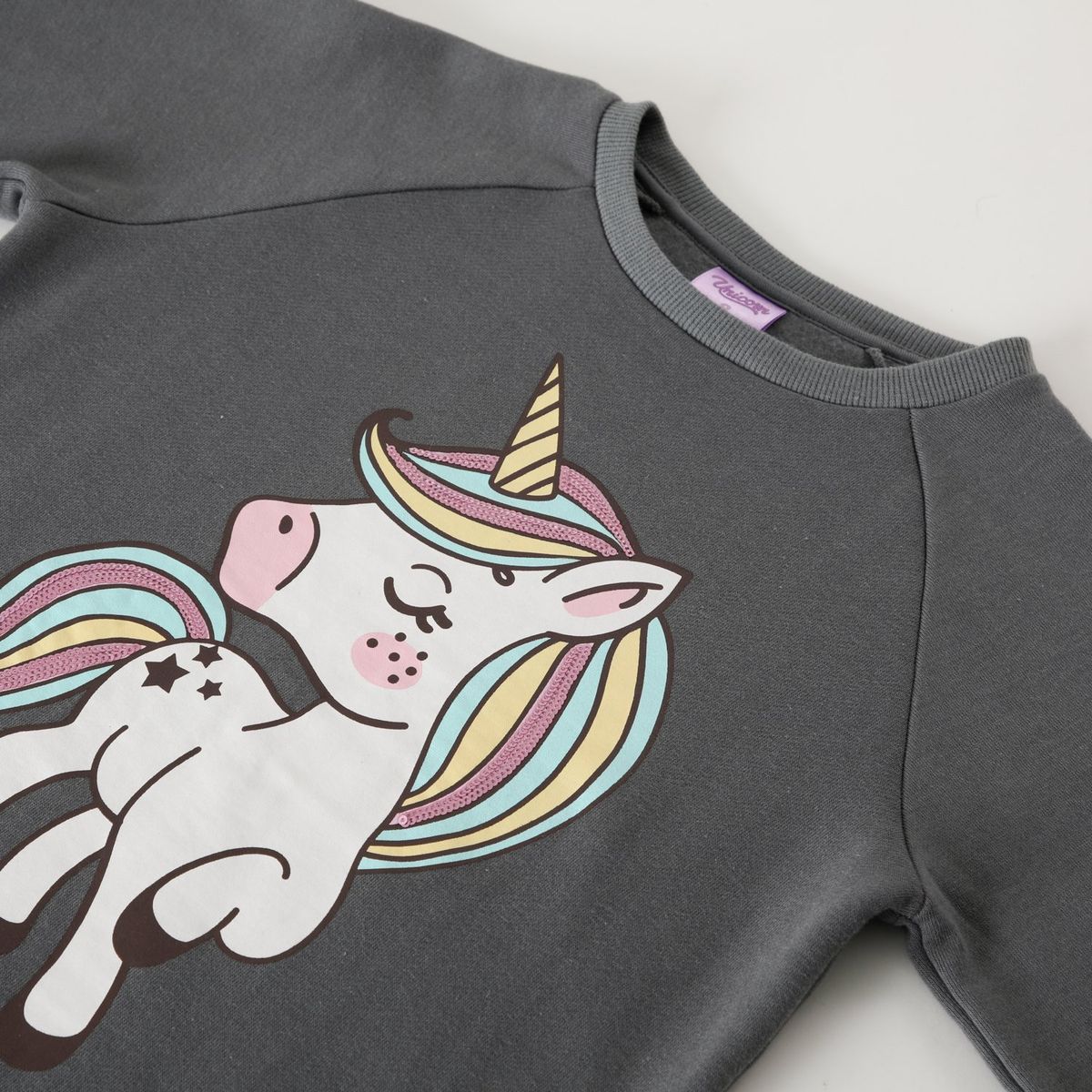 DISNEY - Conjunto Niña Cute Gris Unicornio