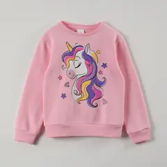 DISNEY - Poleron Niña Diamonds Rosado Unicornio