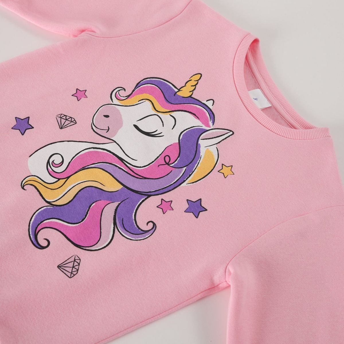 DISNEY - Poleron Niña Diamonds Rosado Unicornio