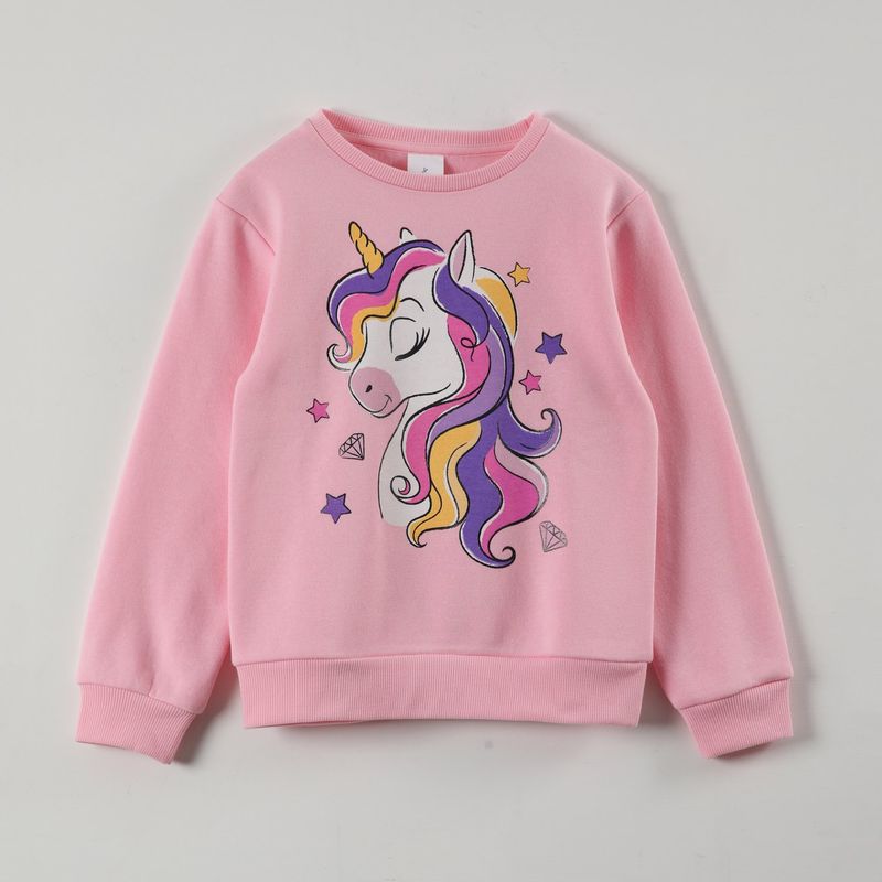 DISNEY - Poleron Niña Diamonds Rosado Unicornio