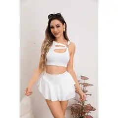 MPROPIA - Short Mujer Liso con Vuelo Tipo mini Falda Juvenil Verano 118