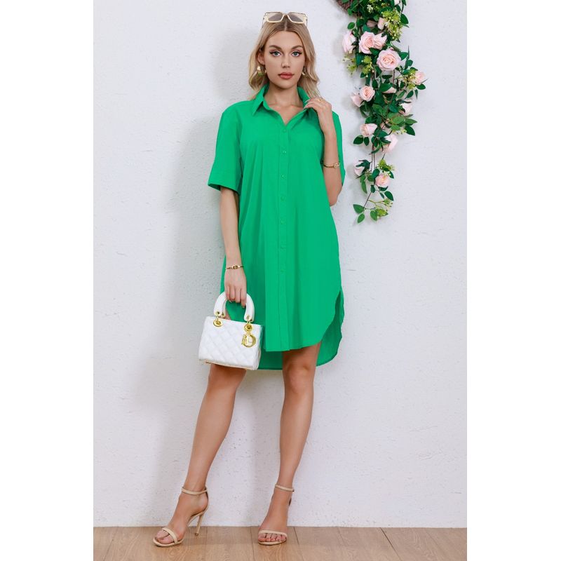 MPROPIA - Vestido Corto Algodón Mujer Blusón Manga Corta Botones 3276