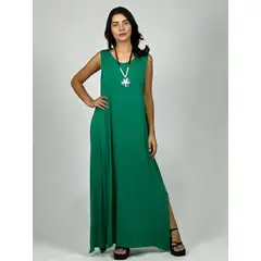 ENIGMATICA BOUTIQUE - Vestido Algodón Sin Mangas - Verde - Único