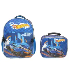HOT WHEELS - Mochila con Lonchera Azul