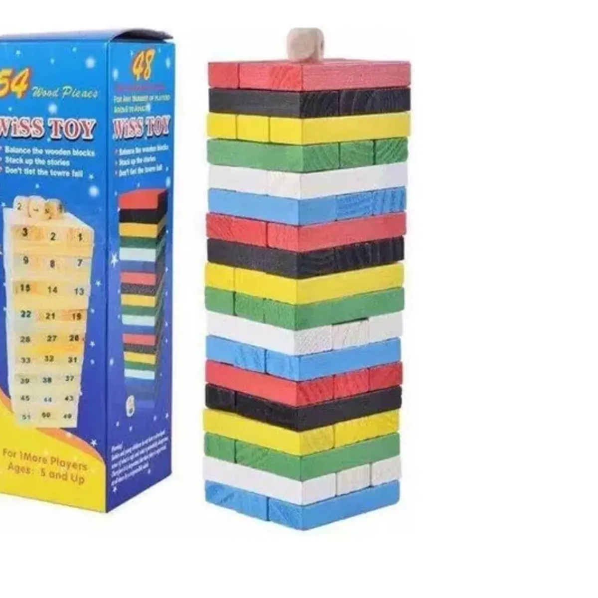 GENERICO - Torre De Madera Colores 54 Piezas Juego Educativo Yenga