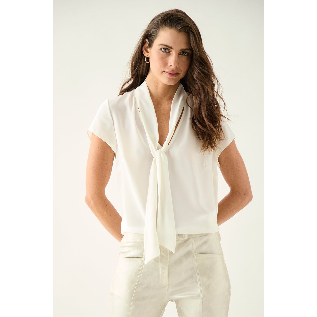 ASH - Blusa Manga Corta Crudo Mujer Ash