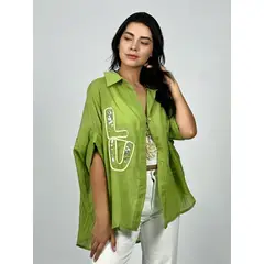 ENIGMATICA BOUTIQUE - Blusa Bordado LOVE con Lentejuelas - Verde - Único