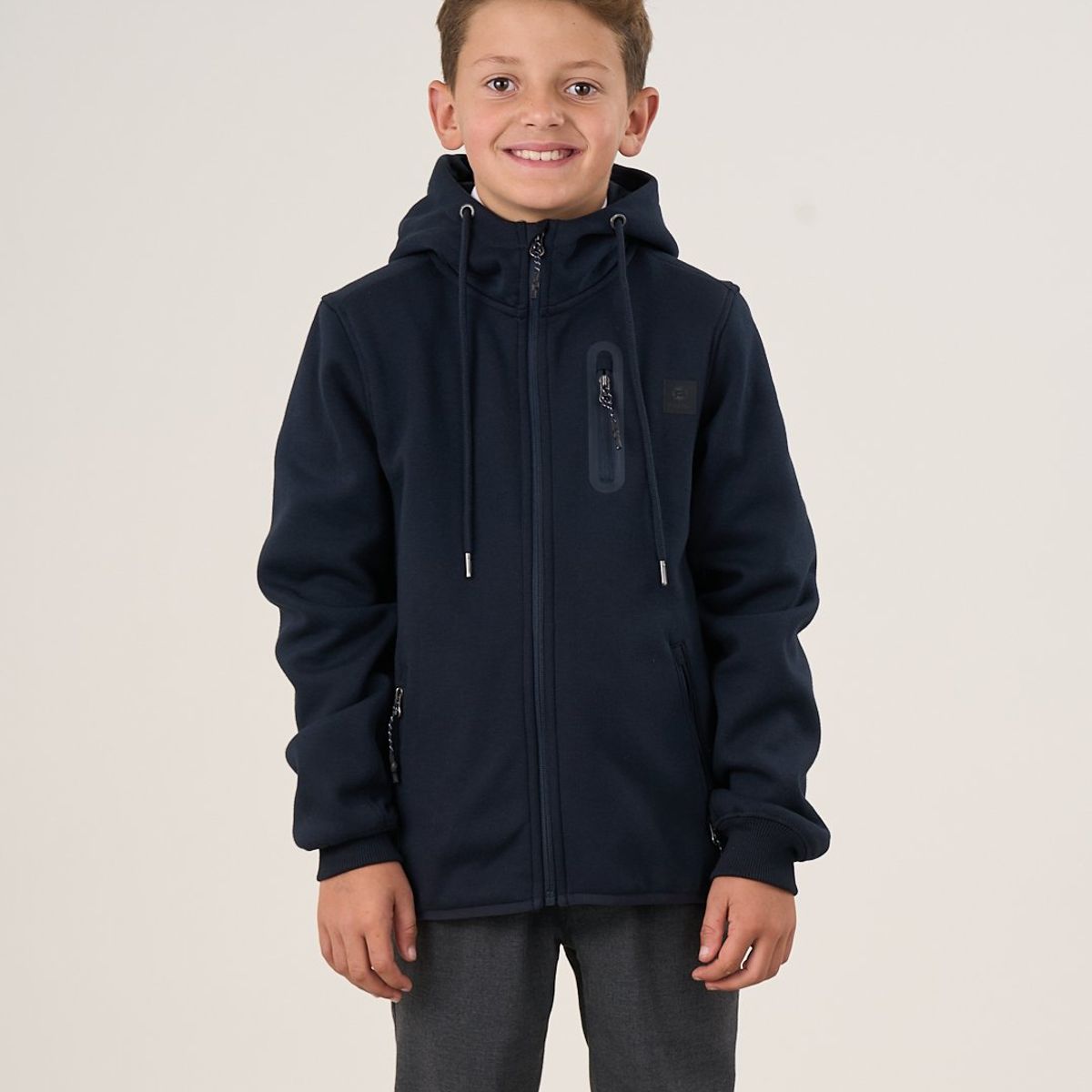 POLEMIC - Poleron escolar Bonded cierre y gorro Talla 6 a 10 Polemic